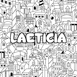 Coloriage prénom LAETICIA - décor Ville
