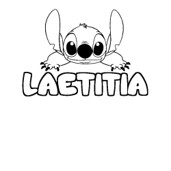 Coloriage prénom LAETITIA - décor Stitch