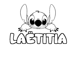 Coloriage prénom LAËTITIA - décor Stitch