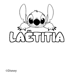 Coloriage pr&eacute;nom LA&Euml;TITIA - d&eacute;cor Stitch