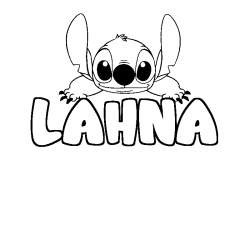 Coloriage prénom LAHNA - décor Stitch