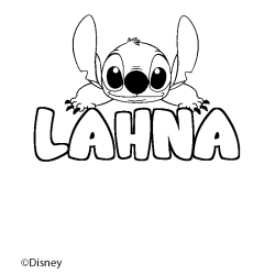 Coloriage pr&eacute;nom LAHNA - d&eacute;cor Stitch