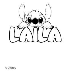 Coloriage pr&eacute;nom LAILA - d&eacute;cor Stitch