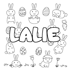 Coloriage pr&eacute;nom LALIE - d&eacute;cor Paques