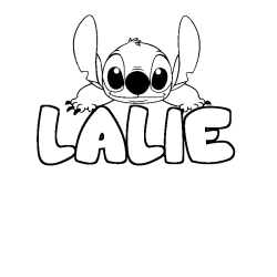 Coloriage prénom LALIE - décor Stitch