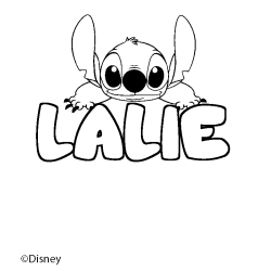 Coloriage pr&eacute;nom LALIE - d&eacute;cor Stitch