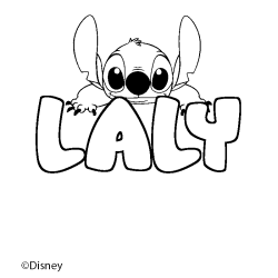 Coloriage pr&eacute;nom LALY - d&eacute;cor Stitch