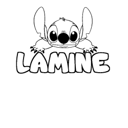 Coloriage prénom LAMINE - décor Stitch