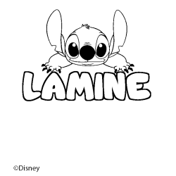 Coloriage pr&eacute;nom LAMINE - d&eacute;cor Stitch