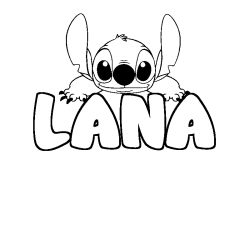 Coloriage prénom LANA - décor Stitch