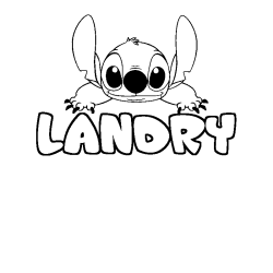 Coloriage prénom LANDRY - décor Stitch