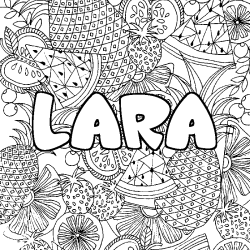 Coloriage prénom LARA - décor Mandala fruits