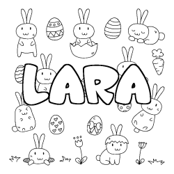 Coloriage LARA - d&eacute;cor Paques