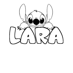 Coloriage prénom LARA - décor Stitch