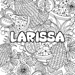 Coloriage prénom LARISSA - décor Mandala fruits