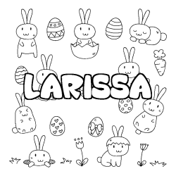 Coloriage pr&eacute;nom LARISSA - d&eacute;cor Paques