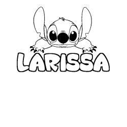 Coloriage prénom LARISSA - décor Stitch