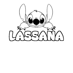 Coloriage prénom LASSANA - décor Stitch