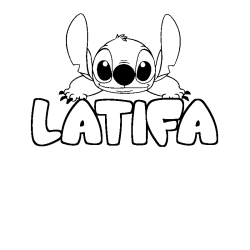 Coloriage prénom LATIFA - décor Stitch