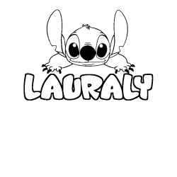 Coloriage prénom LAURALY - décor Stitch