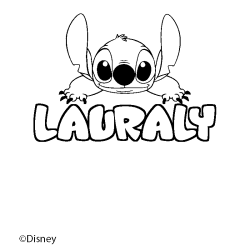 Coloriage pr&eacute;nom LAURALY - d&eacute;cor Stitch