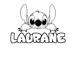 Coloriage prénom LAURANE - décor Stitch