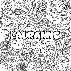 Coloriage prénom LAURANNE - décor Mandala fruits