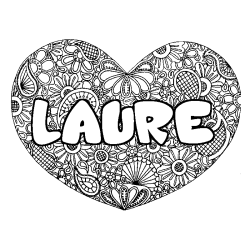 Coloriage LAURE - d&eacute;cor Mandala coeur