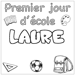Coloriage LAURE - d&eacute;cor Premier jour d'&eacute;cole