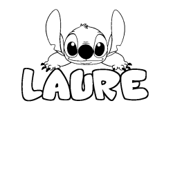 Coloriage prénom LAURE - décor Stitch