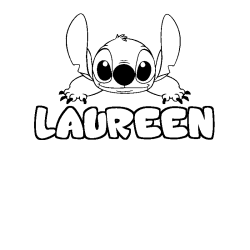 Coloriage prénom LAUREEN - décor Stitch