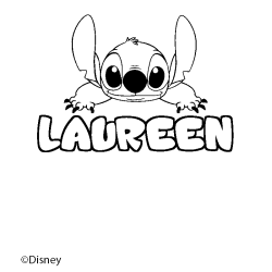 Coloriage pr&eacute;nom LAUREEN - d&eacute;cor Stitch
