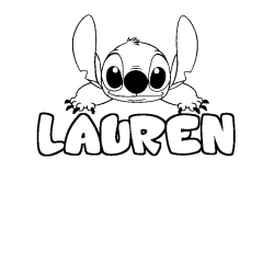 Coloriage prénom LAUREN - décor Stitch