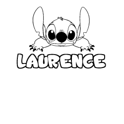 Coloriage prénom LAURENCE - décor Stitch
