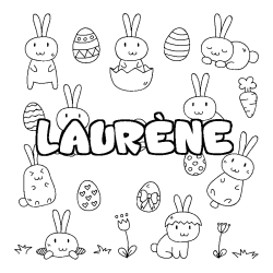 Coloriage pr&eacute;nom LAUR&Egrave;NE - d&eacute;cor Paques