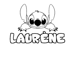 Coloriage prénom LAURÈNE - décor Stitch