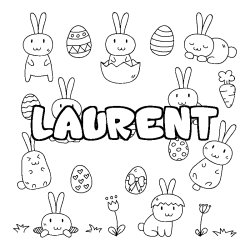 Coloriage pr&eacute;nom LAURENT - d&eacute;cor Paques
