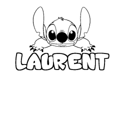 Coloriage prénom LAURENT - décor Stitch