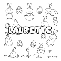 Coloriage prénom LAURETTE - décor Paques