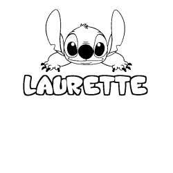 Coloriage prénom LAURETTE - décor Stitch