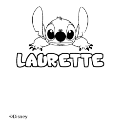 Coloriage pr&eacute;nom LAURETTE - d&eacute;cor Stitch