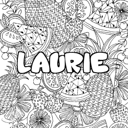 Coloriage pr&eacute;nom LAURIE - d&eacute;cor Mandala fruits