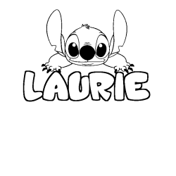 Coloriage prénom LAURIE - décor Stitch