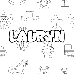Coloriage pr&eacute;nom LAURYN - d&eacute;cor Jouets