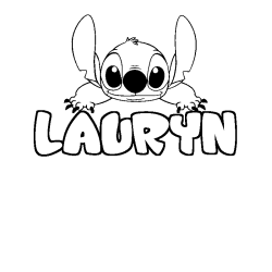 Coloriage prénom LAURYN - décor Stitch