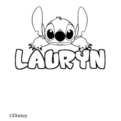 Coloriage pr&eacute;nom LAURYN - d&eacute;cor Stitch