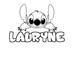 Coloriage prénom LAURYNE - décor Stitch