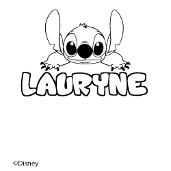 Coloriage pr&eacute;nom LAURYNE - d&eacute;cor Stitch