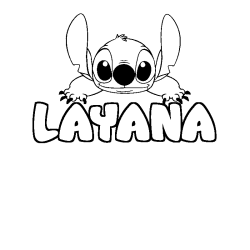 Coloriage prénom LAYANA - décor Stitch
