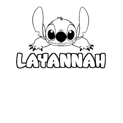 Coloriage prénom LAYANNAH - décor Stitch